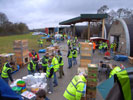 Keeping everything on pallets, to keep it dry, off the wet ground.